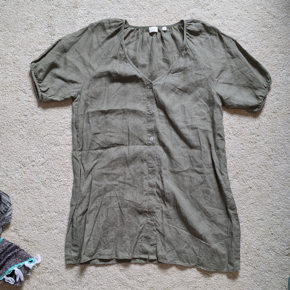Aritzia Wilfred Aperitif Linen Dress Small - Bitter Sage